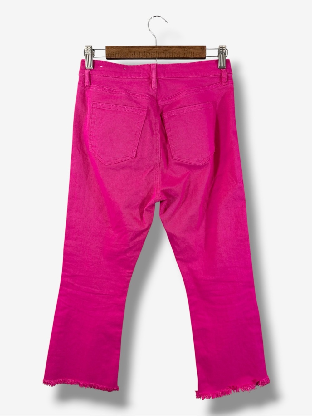 Loft Pink Kick Crop Jeans 25P/0P Raw Frayed Hem Summer Denim Bright Casual - Picture 8 of 10